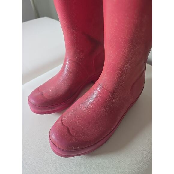 Hunter Pink Gloss Rain Tall Boot Limited Sparkle Edition Size 4 Womens Winter - Picture 6 of 16